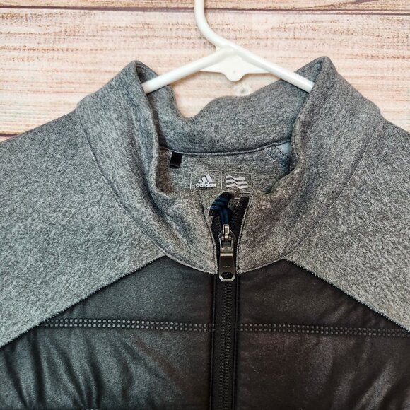 Adidas Golf Mens Puffer Vest Size S Black Gray 1/2 Zip Sleeveless Jacket Pockets - Picture 2 of 16